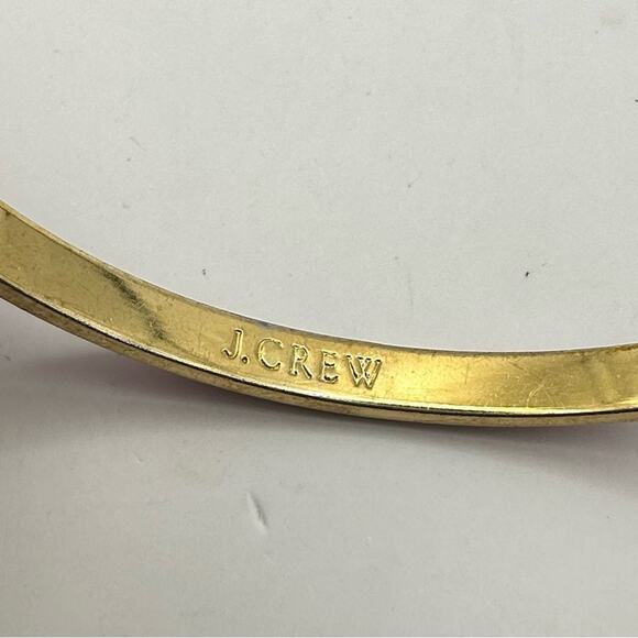 J Crew Enamel Gold Pink Bangle Bracelet Casual Preppy Jewelry Minimalist - Picture 4 of 8